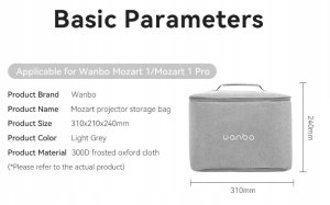 Wanbo Torba na projektor | dla modelu Mozart 1, Mozart 1 Pro, DaVinci 1 Pro | szara 5