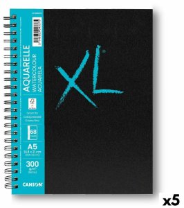 Blok rysunkowy Canson XL Aquarelle 34 Kartki Biały A5 5 Sztuk 300 g/m 148 x 210 mm 1