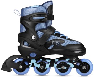 NA0189 ZESTAW LED ŁYŻWOROLKI  OCHRANIACZE MOONBEAM NIEBIESKIE ROZM. M(35-38) NILS EXTREME 2