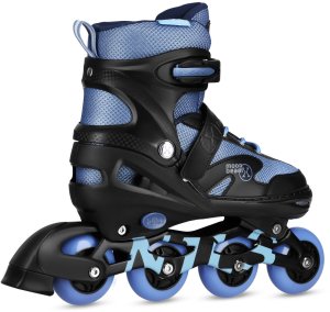 NA0189 ZESTAW LED ŁYŻWOROLKI  OCHRANIACZE MOONBEAM NIEBIESKIE ROZM. M(35-38) NILS EXTREME 3