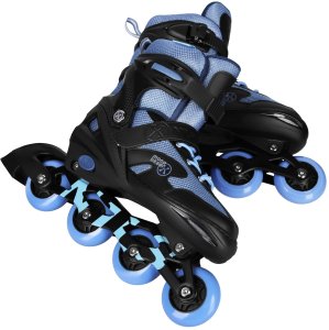 NA0189 ZESTAW LED ŁYŻWOROLKI  OCHRANIACZE MOONBEAM NIEBIESKIE ROZM. M(35-38) NILS EXTREME 5