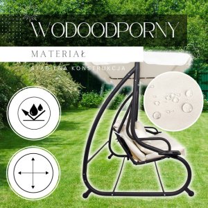 Huśtawka ogrodowa z daszkiem 4-osobowa kremowa UNIWERSALNY 2