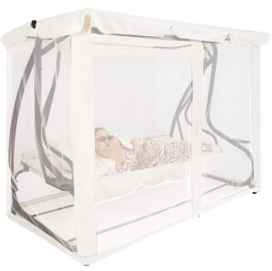 Huśtawka ogrodowa z daszkiem 4-osobowa kremowa UNIWERSALNY 25