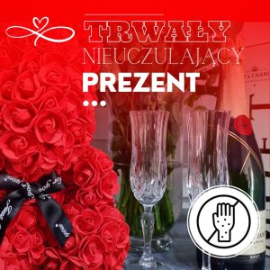 Springos Miś z płatków róż czerwony 25 cm rose bear z kokardką i lampkami LED biały ciepły UNIWERSALNY 4