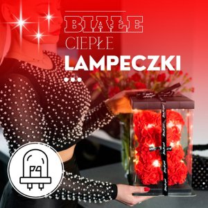 Springos Miś z płatków róż czerwony 25 cm rose bear z kokardką i lampkami LED biały ciepły UNIWERSALNY 5