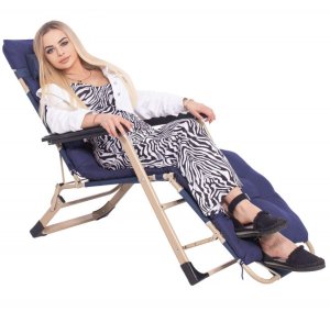 Leżaki ogrodowe 2 szt. składane fotele z poduszkami na balkon, taras granatowe UNIWERSALNY 14