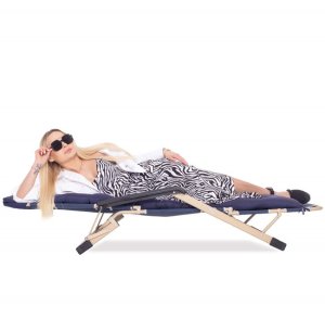 Leżaki ogrodowe 2 szt. składane fotele z poduszkami na balkon, taras granatowe UNIWERSALNY 15