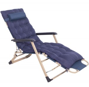 Leżaki ogrodowe 2 szt. składane fotele z poduszkami na balkon, taras granatowe UNIWERSALNY 7