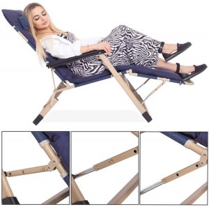 Leżaki ogrodowe 2 szt. składane fotele z poduszkami na balkon, taras granatowe UNIWERSALNY 8