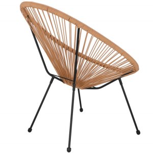 Zestaw mebli rattanowych 2 fotele ażurowe i okrągły stolik ze szklanym blatem beżowy UNIWERSALNY 11