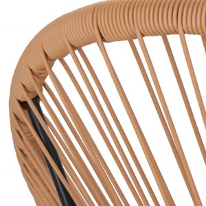 Zestaw mebli rattanowych 2 fotele ażurowe i okrągły stolik ze szklanym blatem beżowy UNIWERSALNY 15