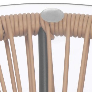 Zestaw mebli rattanowych 2 fotele ażurowe i okrągły stolik ze szklanym blatem beżowy UNIWERSALNY 18