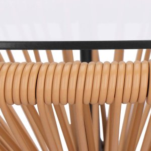 Zestaw mebli rattanowych 2 fotele ażurowe i okrągły stolik ze szklanym blatem beżowy UNIWERSALNY 21