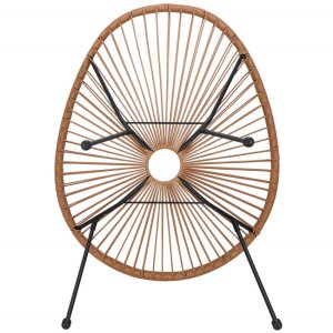 Zestaw mebli rattanowych 2 fotele ażurowe i okrągły stolik ze szklanym blatem beżowy UNIWERSALNY 23