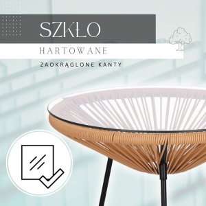 Zestaw mebli rattanowych 2 fotele ażurowe i okrągły stolik ze szklanym blatem beżowy UNIWERSALNY 3