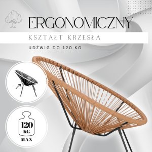 Zestaw mebli rattanowych 2 fotele ażurowe i okrągły stolik ze szklanym blatem beżowy UNIWERSALNY 6