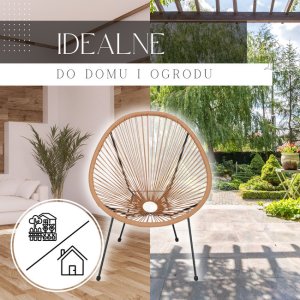 Zestaw mebli rattanowych 2 fotele ażurowe i okrągły stolik ze szklanym blatem beżowy UNIWERSALNY 7