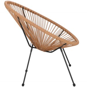 Zestaw mebli rattanowych 2 fotele ażurowe i okrągły stolik ze szklanym blatem beżowy UNIWERSALNY 10