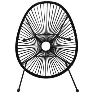 Zestaw mebli rattanowych 2 fotele ażurowe i okrągły stolik ze szklanym blatem czarny UNIWERSALNY 17