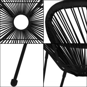 Zestaw mebli rattanowych 2 fotele ażurowe i okrągły stolik ze szklanym blatem czarny UNIWERSALNY 19