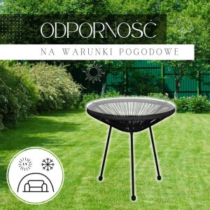 Zestaw mebli rattanowych 2 fotele ażurowe i okrągły stolik ze szklanym blatem czarny UNIWERSALNY 2