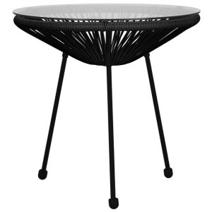 Zestaw mebli rattanowych 2 fotele ażurowe i okrągły stolik ze szklanym blatem czarny UNIWERSALNY 30