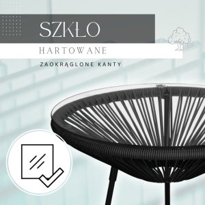 Zestaw mebli rattanowych 2 fotele ażurowe i okrągły stolik ze szklanym blatem czarny UNIWERSALNY 3