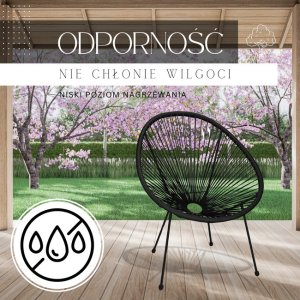 Zestaw mebli rattanowych 2 fotele ażurowe i okrągły stolik ze szklanym blatem czarny UNIWERSALNY 5