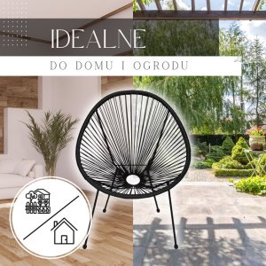 Zestaw mebli rattanowych 2 fotele ażurowe i okrągły stolik ze szklanym blatem czarny UNIWERSALNY 7