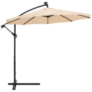 Springos Parasol ogrodowy z oświetleniem led na wysięgniku 300 cm składany na balkon, taras ecru UNIWERSALNY 16