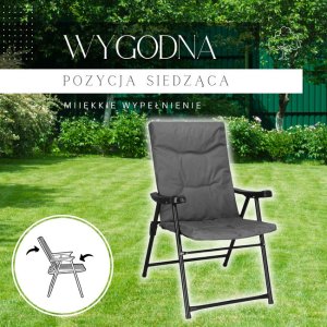 Krzesła turystyczne 2 szt. wędkarskie składane krzesełka na biwak, plaże szare UNIWERSALNY 2