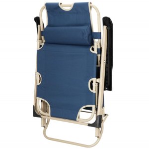Leżak plażowy składany z podnóżkiem, fotel ogrodowy z poduszką granatowy UNIWERSALNY 20