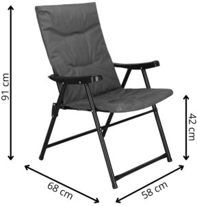 Krzesło turystyczne, wędkarskie składane krzesełko na biwak, plaże szaro-czarne UNIWERSALNY 18