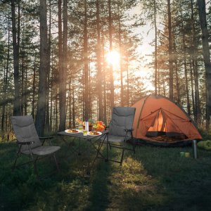 Krzesło turystyczne, wędkarskie składane krzesełko na biwak, plaże szaro-czarne UNIWERSALNY 5
