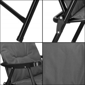 Krzesło turystyczne, wędkarskie składane krzesełko na biwak, plaże szaro-czarne UNIWERSALNY 9