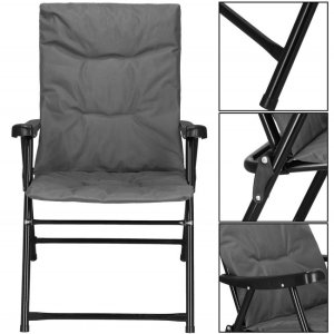 Krzesło turystyczne, wędkarskie składane krzesełko na biwak, plaże szaro-czarne UNIWERSALNY 10