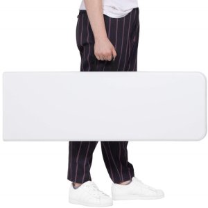 Ławka składana cateringowa 180 x 30 x 43 cm turystyczna biwak biało-szara UNIWERSALNY 18