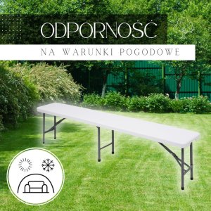 Ławka składana cateringowa 180 x 30 x 43 cm turystyczna biwak biało-szara UNIWERSALNY 2