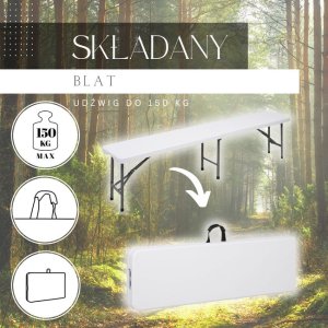 Ławka składana cateringowa 180 x 30 x 43 cm turystyczna biwak biało-szara UNIWERSALNY 3