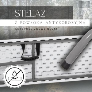 Ławka składana cateringowa 180 x 30 x 43 cm turystyczna biwak biało-szara UNIWERSALNY 4