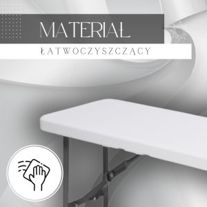 Ławka składana cateringowa 180 x 30 x 43 cm turystyczna biwak biało-szara UNIWERSALNY 5