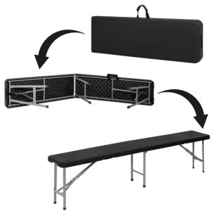 Ławka cateringowa, turystyczna składana na bankiet, 180 x 30 x 43 cm czarno-szara UNIWERSALNY 20