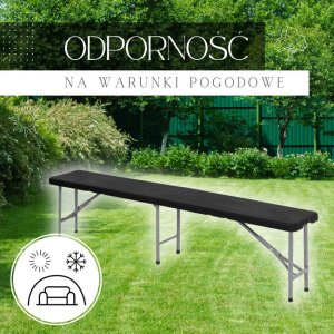 Ławka cateringowa, turystyczna składana na bankiet, 180 x 30 x 43 cm czarno-szara UNIWERSALNY 2
