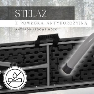 Ławka cateringowa, turystyczna składana na bankiet, 180 x 30 x 43 cm czarno-szara UNIWERSALNY 4