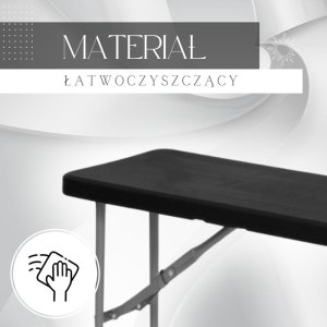 Ławka cateringowa, turystyczna składana na bankiet, 180 x 30 x 43 cm czarno-szara UNIWERSALNY 5