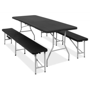 Ławka cateringowa, turystyczna składana na bankiet, 180 x 30 x 43 cm czarno-szara UNIWERSALNY 9