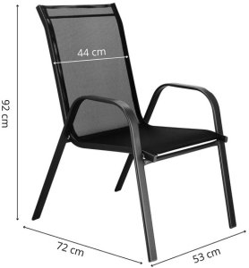 Krzesło ogrodowe metalowe na taras balkon, do 120 kg czarne UNIWERSALNY 30
