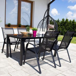 Krzesło ogrodowe metalowe na taras balkon, do 120 kg czarne UNIWERSALNY 33