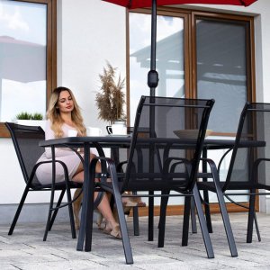 Krzesło ogrodowe metalowe na taras balkon, do 120 kg czarne UNIWERSALNY 7