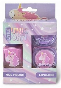 Mini Trio rinkinys vaikams Martinelia Little Unicorn: nagų lakas + lūpų blizgiai 2 vnt 1